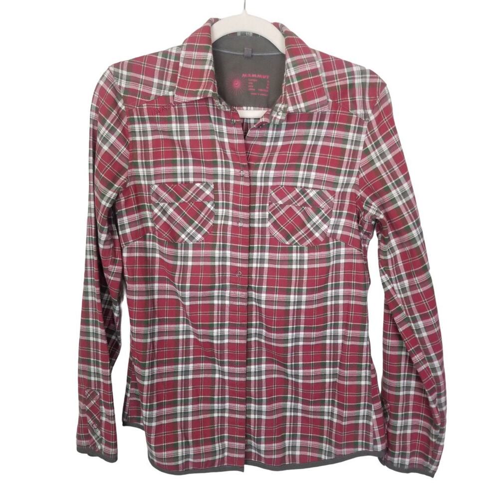Mammut Womens Plaid Flannel Shirt Sz S Gorpcore Granola Girl Outdoor Hiking Snap